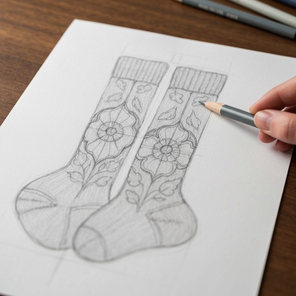 Hand-drawn sock design